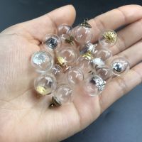 10pcs 16mm Mini Empty Glass Ball Bottles Pendant Charms Vials Wish Bottles Clear glass globe bubble crystal orbs w/ free caps