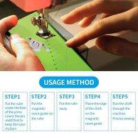 Seam Guide Ruler Set 3Pcs, 2 Magnetic Seam Guid and Seam Allowance Ruler,Seam Gauge for 1/8 to 2 Inch Straight Line Hems