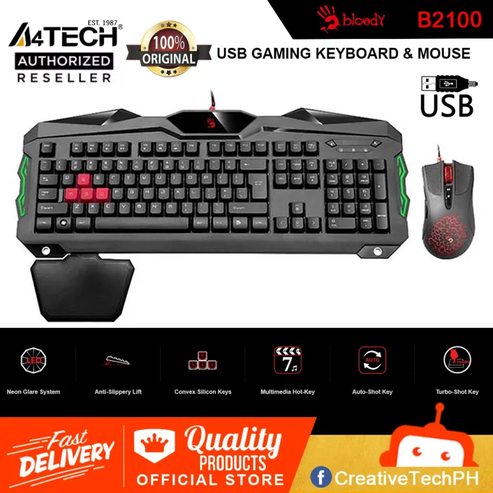 A4Tech Bloody B2100 Gaming Keyboard and Mouse Blazding Gaming Desktop ...