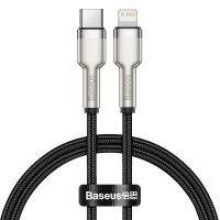 Baseus CATLJK-01 Cafule Series 20W Type-C / USB-C ถึง8 Pin PD สายเคเบิลข้อมูลการชาร์จโลหะความยาว: 0.25M (สีดำ)