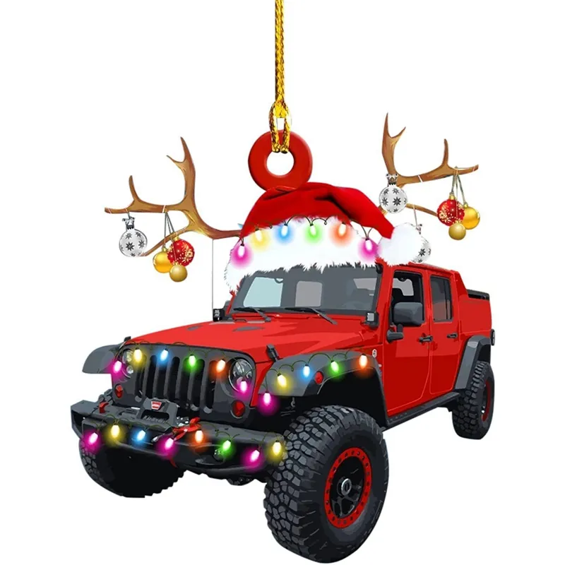 Weihnachtsbaumschmuck Monster Truck Anhänger, Weihnachtsbaumschmuck hängend,  2D Acryl Baustelle Auto Weihnachtsanhänger, DIY Weihnachtsdekoration  Anhänger, Weihnachten