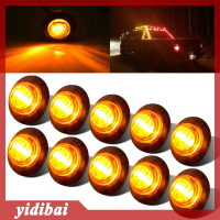 yidibai 1X 3/4 "Amber YELLOW Small round Side MARKER Lights 3LED โคมไฟปุ่มรถบรรทุก12V