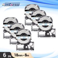 6Pcs Label Tape SS18BW Blue on White LK-5WLN Printer Ribbon 18mm*8m for Epson King Jim Tepra Pro Label Maker Printer LW-400 700