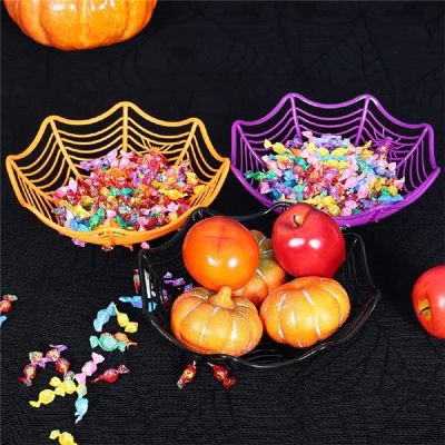 [Like Activities] Halloween BlackWeb Bowl Fruit PlateBiscuitBasket Bowl Trick Or Treat Decor ForParty Supplies