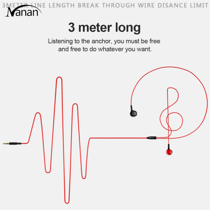 3เมตรสายยาวหูฟังล้างเบสหูฟังเหมาะกับการทำงานการตรวจสอบชุดหูฟังโทรศัพท์มือถือเพลงหูฟัง