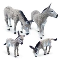 ► Realistic Grey Donkey Figurines Cute Animals Toys Model Farm Pasture Plastic Model Toy Gift for Children Kids Collection Figures