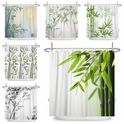 Green Bomboon Shower Curtains Modern Minimalism Chinese Art Shower Curtains For Bathroom Decor Curtain Set With Hooks 180x180cm