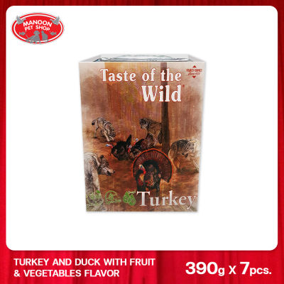 [7 PCS][MANOON] TASTE OF THE WILD Dog Wet Food Tray Turkey and Duck With Fruit &amp; Vegetables Flavor เทสต์ ออฟ เดอะ ไวลด์ อาหารสัตว์ชนิดเปียกแบบถาด รสไก่งวง 390 กรัม