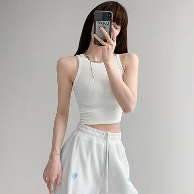 [COD] พรีเมียร์ 300g ผ้าฝ้ายเกลียวยืดหยุ่นสูงเสื้อกั๊กรัดรูปสำหรับผู้หญิงฤดูร้อน 2022 เสื้อตัวในสายเดี่ยวแบบสั้น