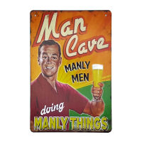 ป้ายสังกะสีวินเทจ Manly Men doing Manly Thaings, ขนาด 20x30 ซม