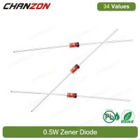 34 ค่า 0.5W Zener Rectifier diode kit Assortment 2V 3V 3.3V 4.7V 5V 5.1V 5.6V 7.5V 10V 12V 13V 15V 18V 24V 30V 33V 200V Set