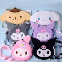 Kawaii Sanrio Kuromi Melody Cinnamoroll Pom Pom Purin ตัวเลขตุ๊กตาน่ารักตุ๊กตาสัตว์ Messenger กระเป๋าเงินกระเป๋าของเล่น