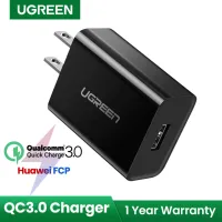 UGREEN Quick 18W Fast Charge QC3.0 USB Android Fast Charger for SAMSUNG S20, Huawei, Redmi Note 10 Pro, Xiaomi Poco X3 NFC, Realme 6 Pro Wall Charger-US PLUG