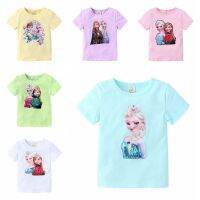 Kids Frozen Princess Cotton Tshirts 1-8T Girls Summer Sequin Short Sleeve T-shirts Toddler Infant Top Cartoon Clothes