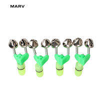 MARV 4PCS LEDเบ็ดตกปลากัดสีแดงระฆังคู่คลิปAlerterเครื่องมือ