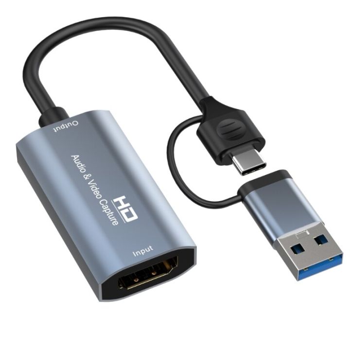 การ์ดบันทึกวิดีโอ4K HDMI-เข้ากันได้กับ USB/USB-C กล่อง Graer วิดีโอสำหรับคอมพิวเตอร์พีซีกล้องสตรีมสดบันทึกการประชุม
