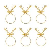6Pcs Deer Head Napkin Buckle Christmas Deer Napkin Ring Hotel Decoration Cloth Buckle Metal Napkin Ring