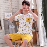 Cotton Summer Thin Mens Pajamas Set Plus Size Short Sleep Tops Pant Sleepwear Suit Male Home Suit Homewear Casual Pyjamas