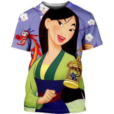 Cartoon Mulan 3D Printed Childrens T-shirt Fashion Street T-shirt Harajuku Round Neck T-shirt Clothing T-shirt