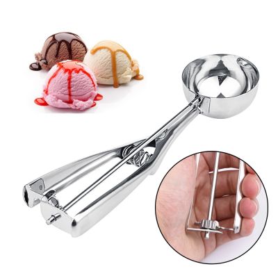 3 Size Ice Cream Scoop Mash Potato Kitchen Tool Scoop Stainless Steel Spoon Spring Handle Kitchen Accessories 4cm/5cm/6cm