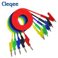 Cleqee P1037ทดสอบชุดนำตัวหนีบปากจระเข้จระเข้ปลั๊ก4มม. 5ชิ้นสายมัลติมีเตอร์สายยาว1ม. 1000V/15a