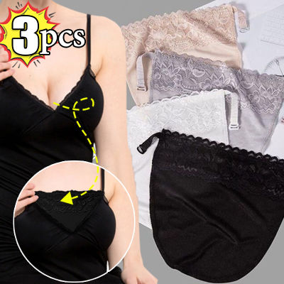 3PCS ผู้หญิงที่มองไม่เห็นลูกไม้หม่อนผ้าไหม Cleavage Cover Up Camisole สี Breathable ผู้หญิง Easy Clip-On ลูกไม้ Mock Camisole s