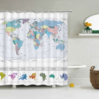 World Map Shower Curtains Waterproof Bathroom Curtain 3d Printed Fabric With Hooks Decoration Eco-friendly Shower Curtain