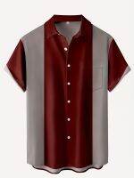 xixibeauty Mens Patchwork Chest Pocket Lapel  Loose Shirt Best Sellers