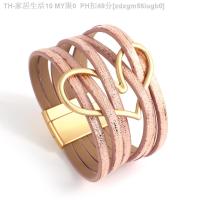 【CW】◈❃✠  Amorcome Leather Wrap Boho Magnetic Clasp Multi-Layer Statement Jewelry