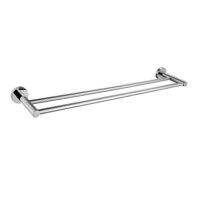 Double Towel Bar Full Copper Towel Rack Chrome Plating Bathroom Kitchen Towel Holder Dual Towel Rack Rod Rustproof Wall Mount Brushed