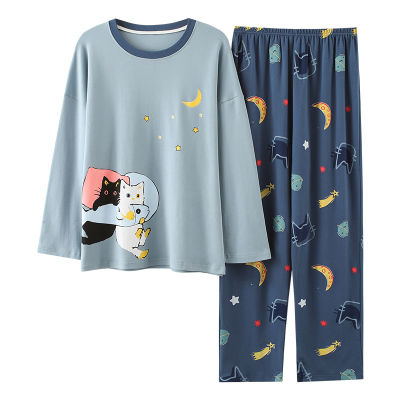 Large Size M-5XL Women Pajamas Sets Soft Nightwear Autumn Winter Long Sleeve Pyjamas Cartoon Print Sleepwear Female Pijamas Muje