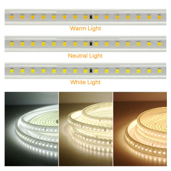 led-strip-220vกันน้ำ2835ความปลอดภัยสูงความสว่างสูง120leds-mไฟledกลางแจ้งled-strip-lightสำหรับdiyคริสต์มาสวันหยุดไฟตกแต่งสำหรับบันไดบ้านทางเดินห้องครัวห้องนั่งเล่นในร่ม