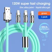 Three-in-one Data Cable Fast Charging Cord Quick Charge Super Fast Charge Multi Usb Port Zinc Alloy Usb Charger Cable Data Cable