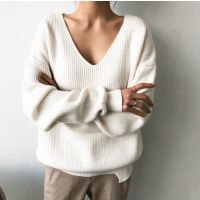 ☢™✿ 2023 Sleeve Womens Pullover Sweaters V-Neck Knitwears New Fashion Korean Knitted 7290