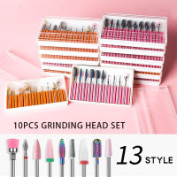 10PcsSet Nail Drill Bits Ceramic milling cutters Carbide Nail Cutters Diamond Manicure Bit Mill Flame Cuticle Polisher for Nail