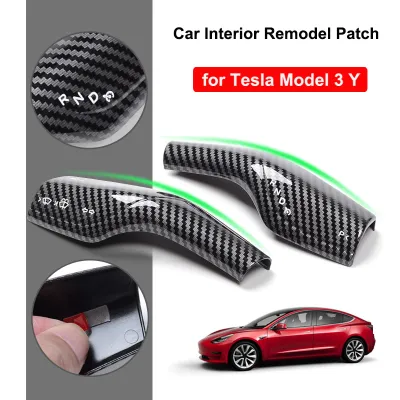 Interior Remodel Patch For Tesla Model 3 Y 2021 Wiper Controller Steering Wheel ABS Carbon Fiber Column Shift Protective Sticker