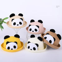 [hot]New Summer Childrens Straw Caps Cute Panda Panama Hats Fashion Parent-child Outing Sun Cap for Girl Boy Beach Fisherman Hat