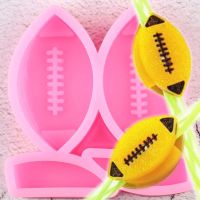 Rugby Football Straw Topper Silicone Mold DIY Chocolate Candy Mould Fondant Cake Decorating Tools Keychain Epoxy Resin Molds Bread Cake  Cookie Access