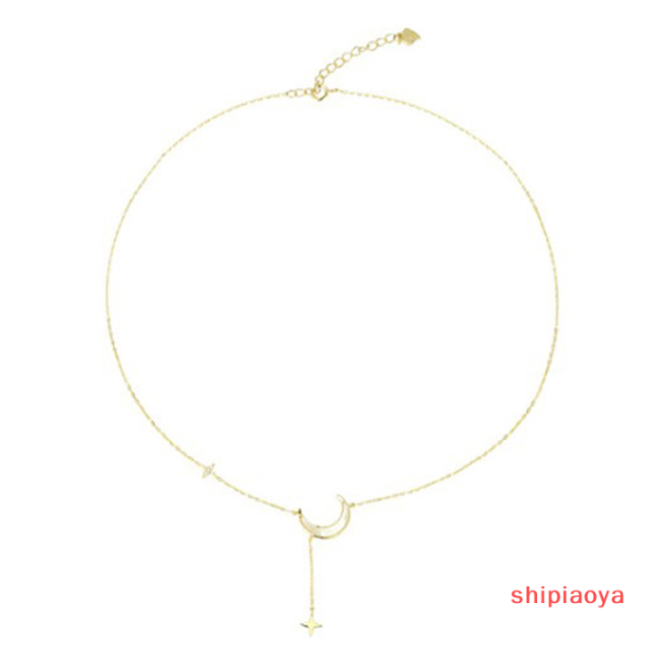 shipiaoya-สร้อยคอแฟชั่นใหม่สำหรับผู้หญิงสร้อยทองเรียบง่ายสร้อยคอรูปดาวห้าแฉกประดับด้วยพลอยเทียมสร้อยคอขายส่ง