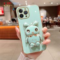 3D เคสมือจับสำหรับโทรศัพท์มือถือกระต่ายน่ารักสำหรับ Iphone 15 Pro Max 15 Plus Iphone 14 Pro Max 14 Plus Iphone 13 Pro Max Iphone 12 Pro Max Iphone 11 Pro Max Iphone 12 Mini Iphone 13 Mini หรูหราเคสนิ่มเคลือบอิเล็คโทรเพลทซิลิโคนป้องกันด้านหลังผ้าคลุม