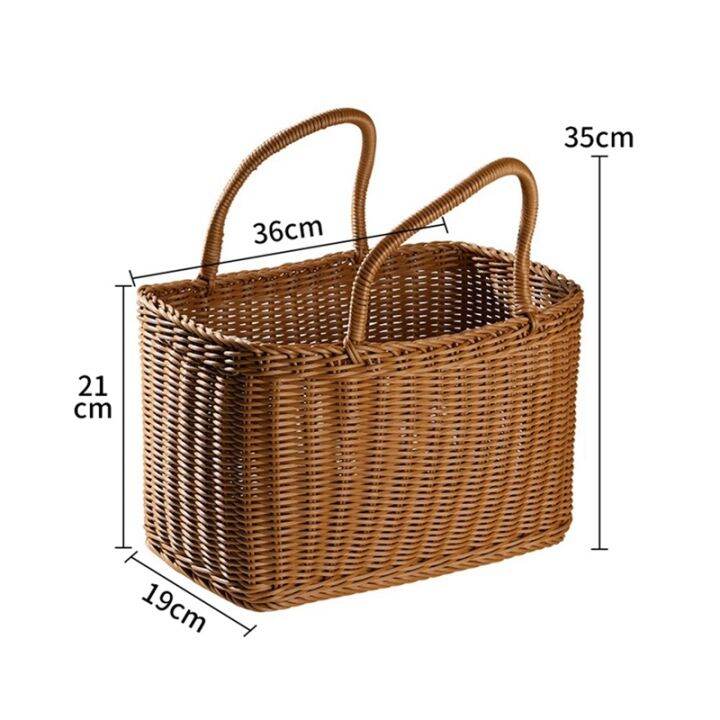 home-shopping-basket-hand-vegetable-basket-decorative-woven-basket-flower-arrangement-basket-imitating-rattan-picnic-bag