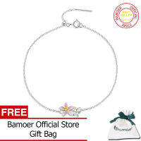 BAMOER 925เงินสเตอร์ลิงที่สวยงาม Cherry Blossom สร้อยข้อมือปรับเงินงู Chain Link สำหรับผู้หญิง Fine เครื่องประดับของขวัญ SCB232