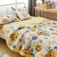 Couple Bed Quilt Cooling Summer Blanket Washed Cotton Machine Washable Microfiber Duvets Insert Thin Air-conditioning Comforters