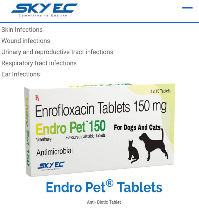 Sky Ec Endro Pet Enrofloxacin 150MG 10 Tablets Pack Lazada PH
