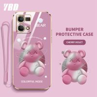 เคสโทรศัพท์ YBD สำหรับ OPPO Reno 7 Pro 5G Reno 7SE 5G Reno 8 4G F21 Pro 4G เคสหมีรุนแรงลายการ์ตูนนิ่มโปร่งใสไล่ระดับสีพร้อมเลนส์คลุมทั้งหมดกรอบป้องกันกล้อง