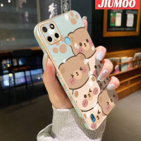 JIUMOO เคสสำหรับ Realme C21Y เคส C25Y การ์ตูนหมีน่ารักดีไซน์ใหม่เคสมือถือบางลายชุบเคสนิ่มกล้องฝาปิดเลนส์กันกระแทกปกป้องกล้อง