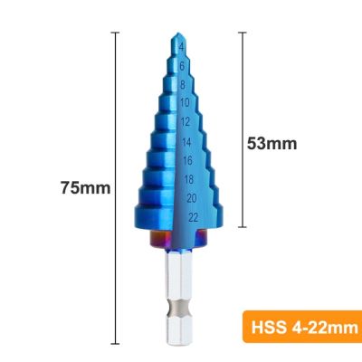 HH-DDPJXcan Step Cone Drill Bit 3-12/13 4-12/20/22/32mm Hole Cutter For Wood Metal Drilling Tool Nano Blue Coated Core Drill Bit