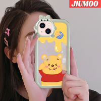 เคส JIUMOO สำหรับ iPhone 13 iPhone 13 Pro iPhone 13 Pro iPhone 13 Pro Max เคสวินนี่ช้อนส้อมมีดหมีพูห์รูปโบว์มอนสเตอร์ตัวเล็กเคสนิ่มทนต่อการขัดถูเคสโทรศัพท์โปร่งใสฝาครอบป้องกันซิลิกาเจลเลนส์กล้องถ่ายรูป