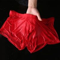 Men Wet Seductive Sexy Boxer Briefs Thin Transparent Underwear Shorts Trunks Seamless Silk Antibacterial Boxers Homme 2021 Hot