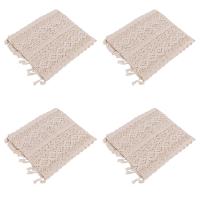 4X Elegant Cream Crochet Lace Macrame Table Runner with Tassels for Rustic Wedding Decoration and Farmhouse Table Decor